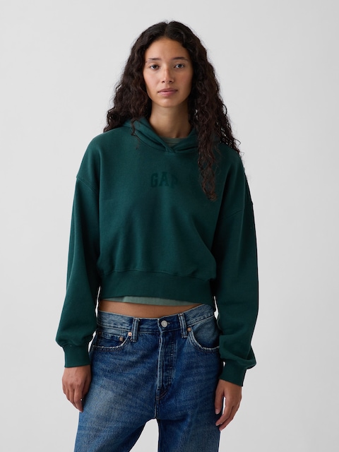 VintageSoft Crop Logo Hoodie