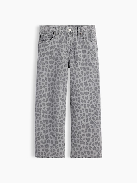 Kids Low Rise Stride Leopard Wide-Leg Jeans