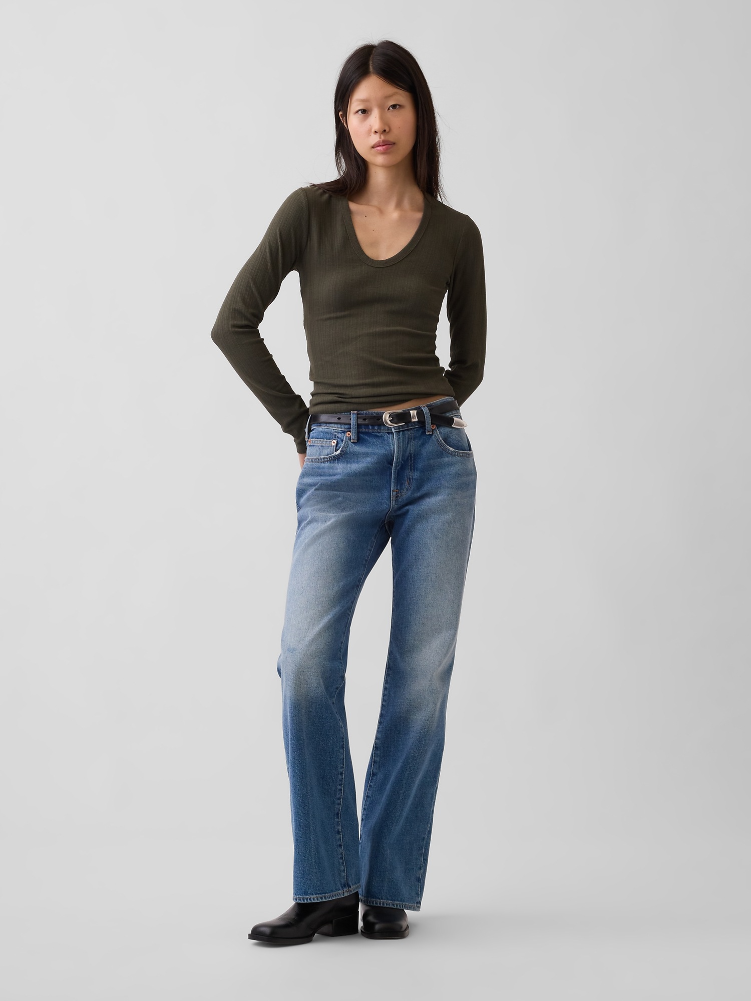 Женский топ Gap Variegated Rib Top, цвет: Зелёный — фото 2