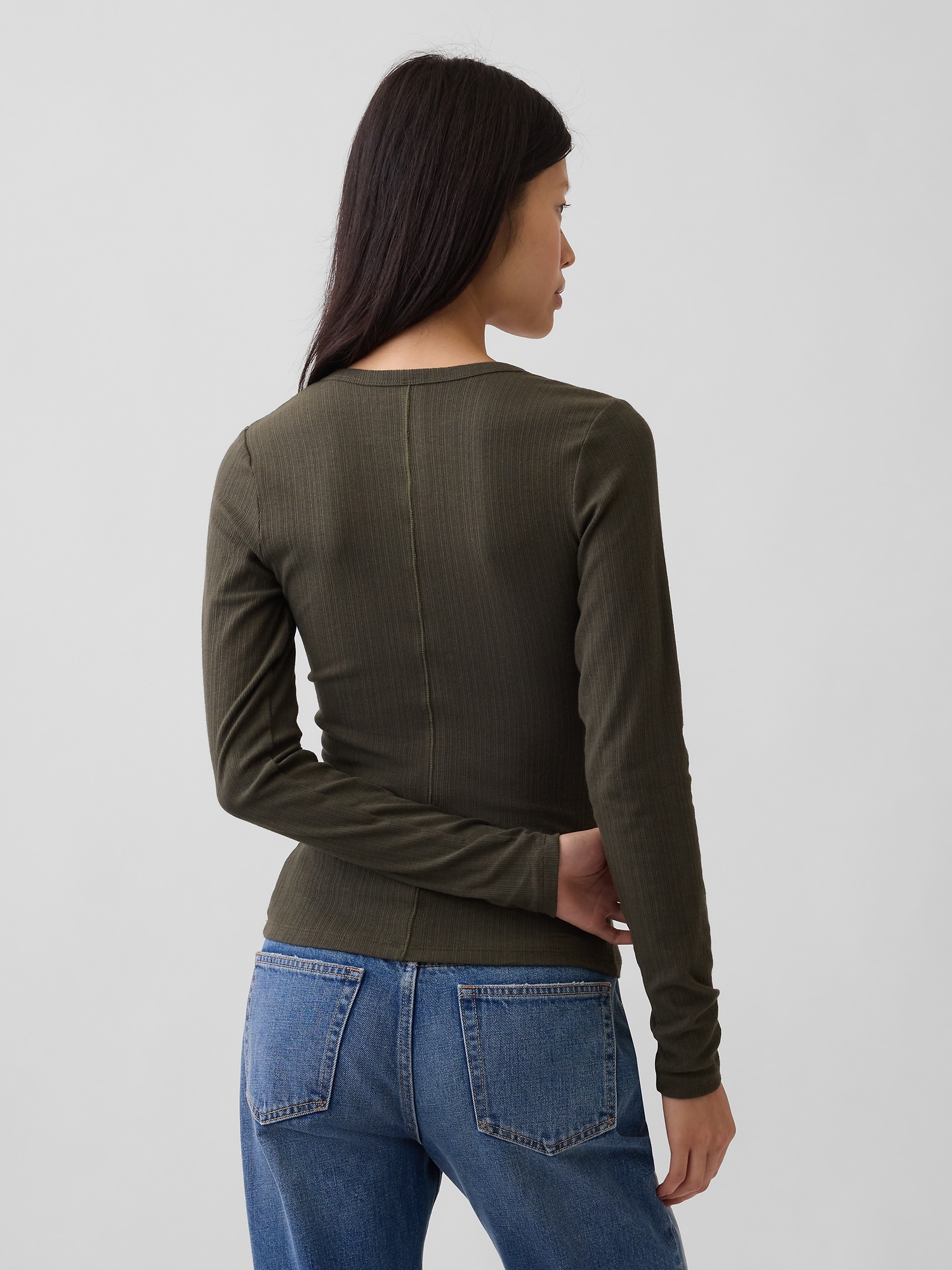 Женский топ Gap Variegated Rib Top, цвет: Зелёный — фото 3