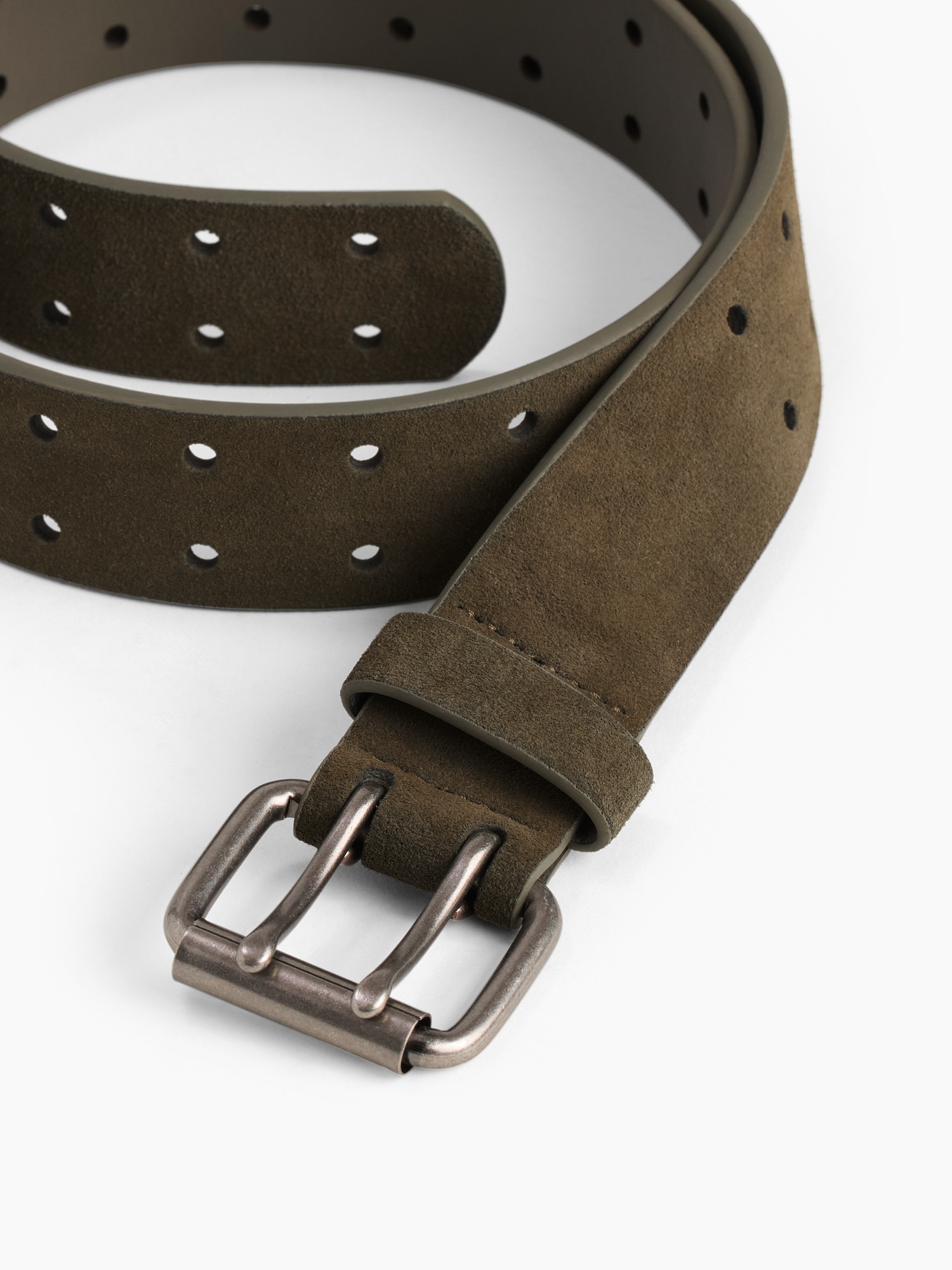 Женский ремень Gap Suede Double-Prong Belt, цвет: Зелёный — фото 3