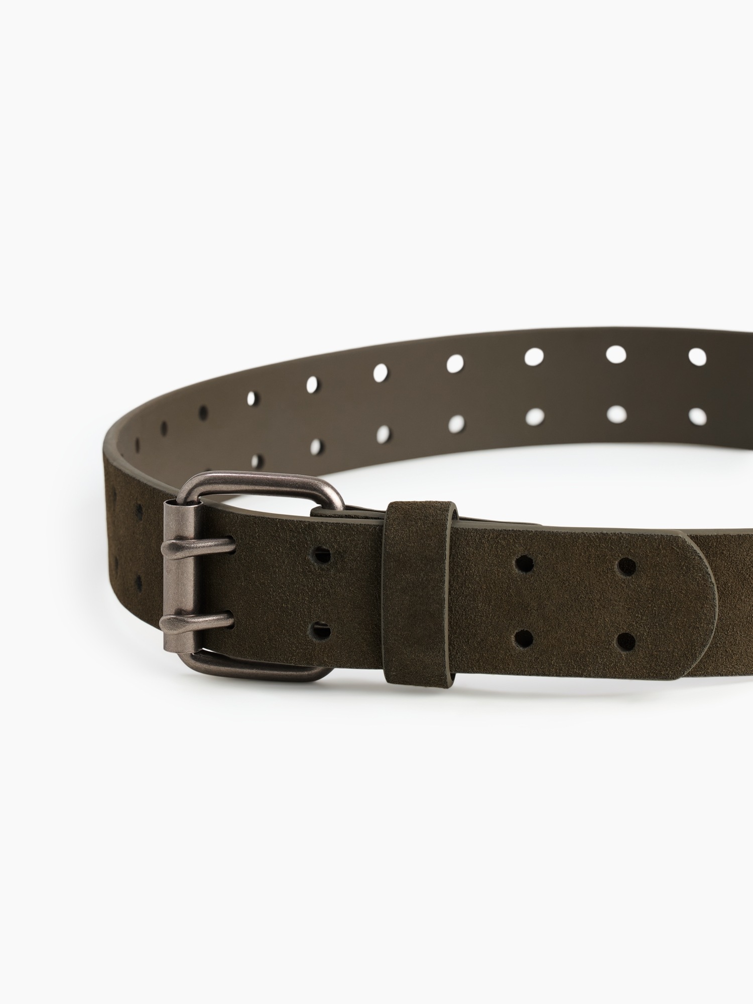 Женский ремень Gap Suede Double-Prong Belt, цвет: Зелёный — фото 4