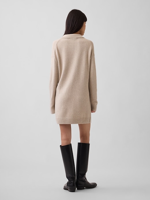 gap brown sweater dress Women's Cashsoft Oversized Polo Shirt Mini by Cobblestone Beige Petite Size L Sweatshirt dress