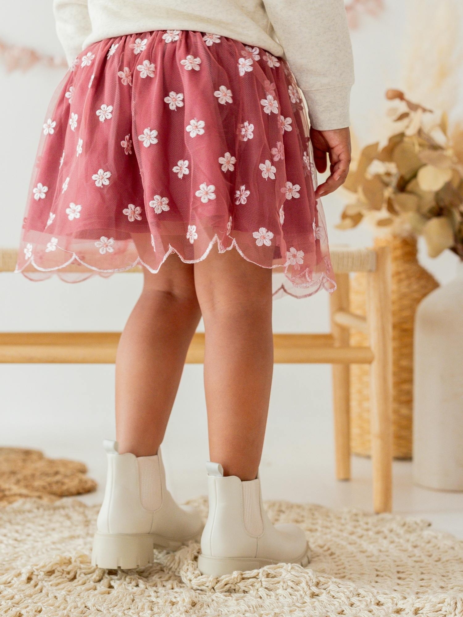 Детская юбка Gap Sweet Wink Berry Floral Embroidered Tutu, цвет: Ягодный — фото 2