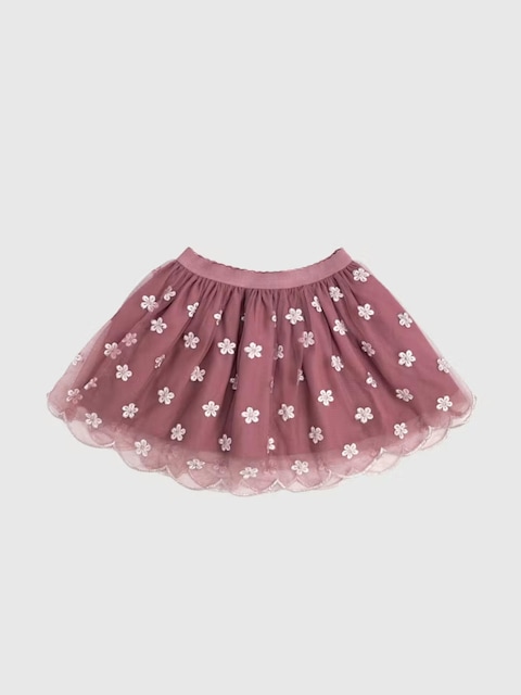 Sweet Wink Berry Floral Embroidered Tutu Skirt