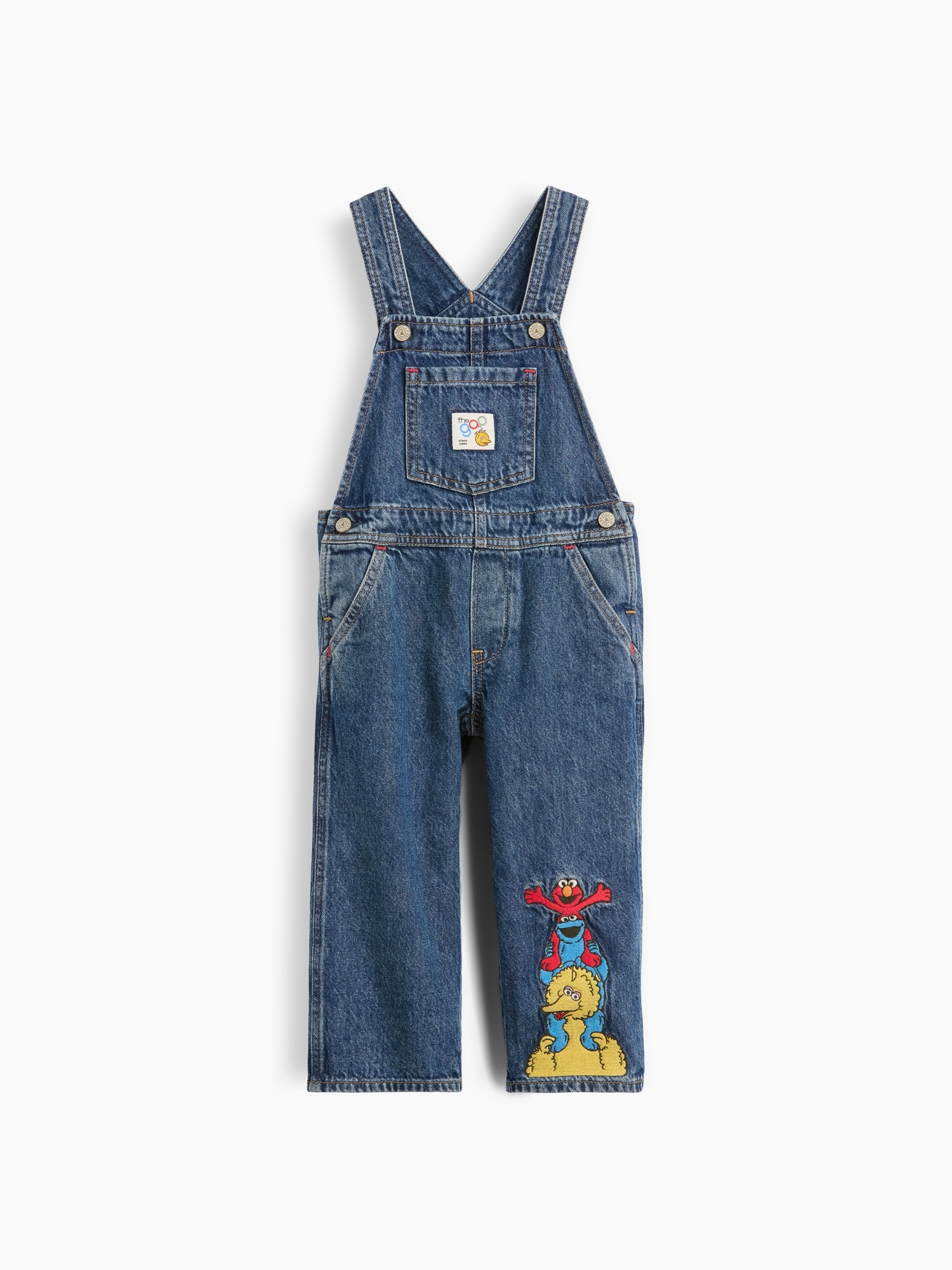 Комбинезон Gap Sesame Street Denim Overalls для малышей, цвет: Средняя варка — фото 4