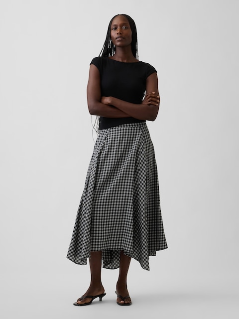 Plaid Maxi Handkerchief Skirt