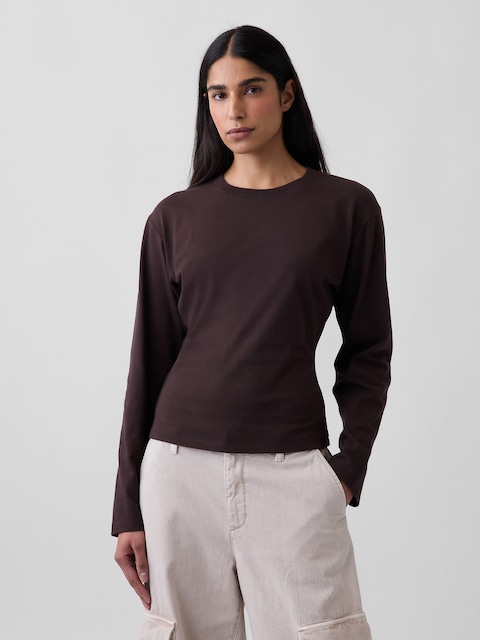 Knit Fitted-Waist T-Shirt