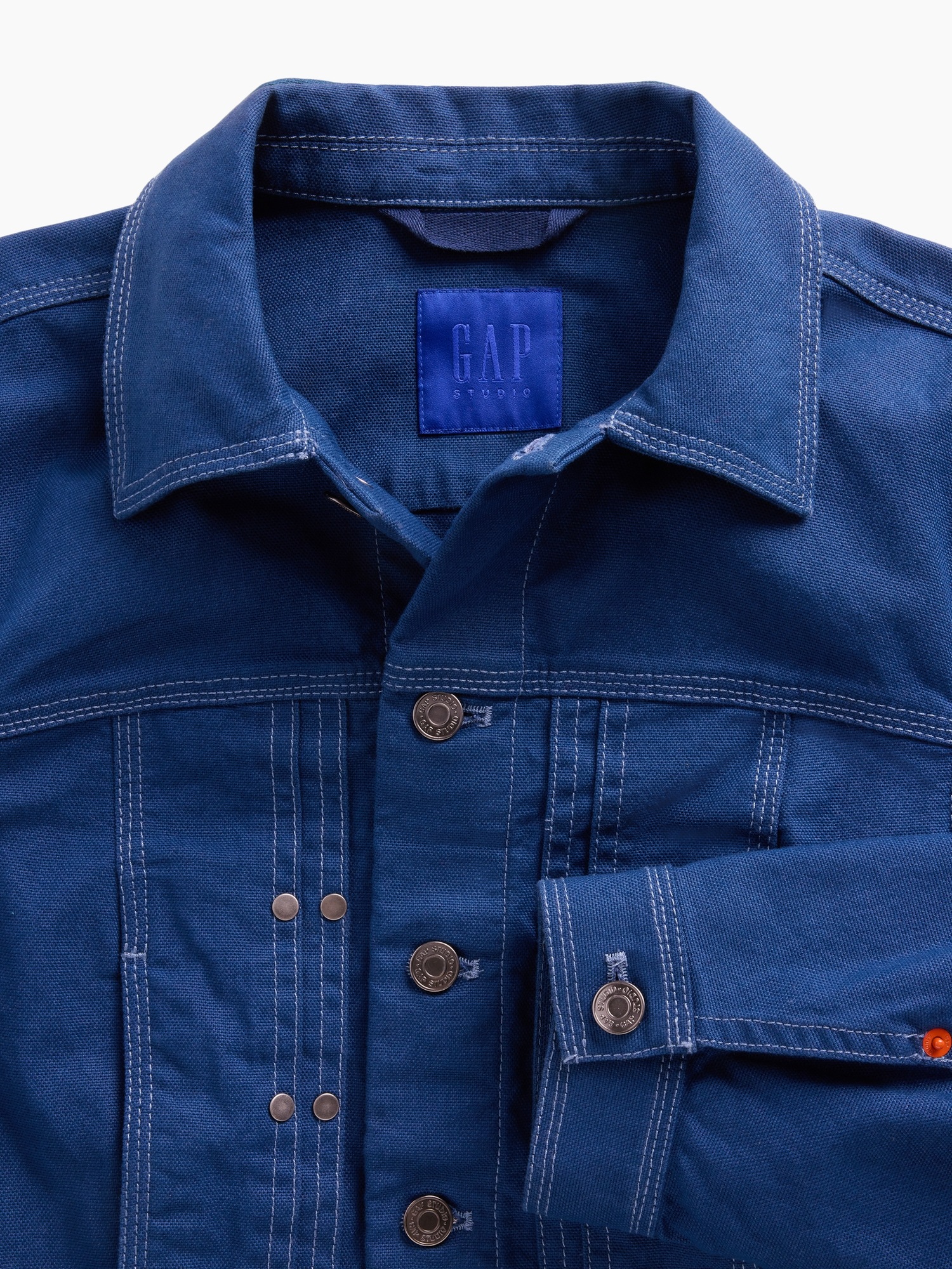 Женская куртка Gap GapStudio Crop Canvas, цвет: Синий — фото 5