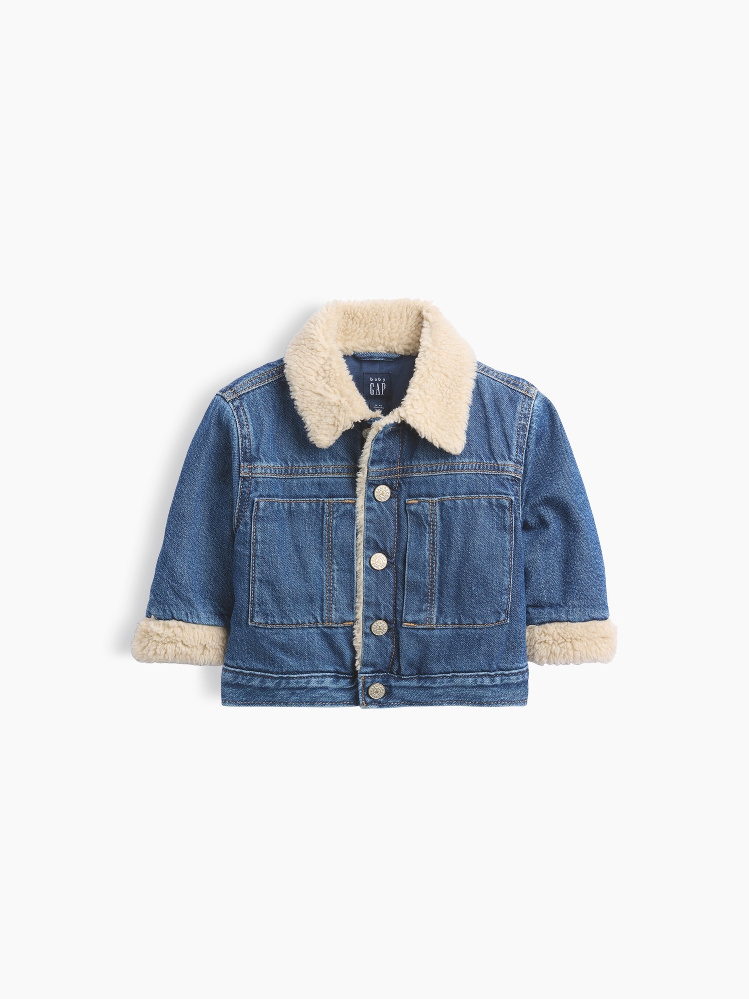 Куртка Gap Sherpa Bear Icon Denim Jacket для малышей, цвет: Средняя варка — фото 2