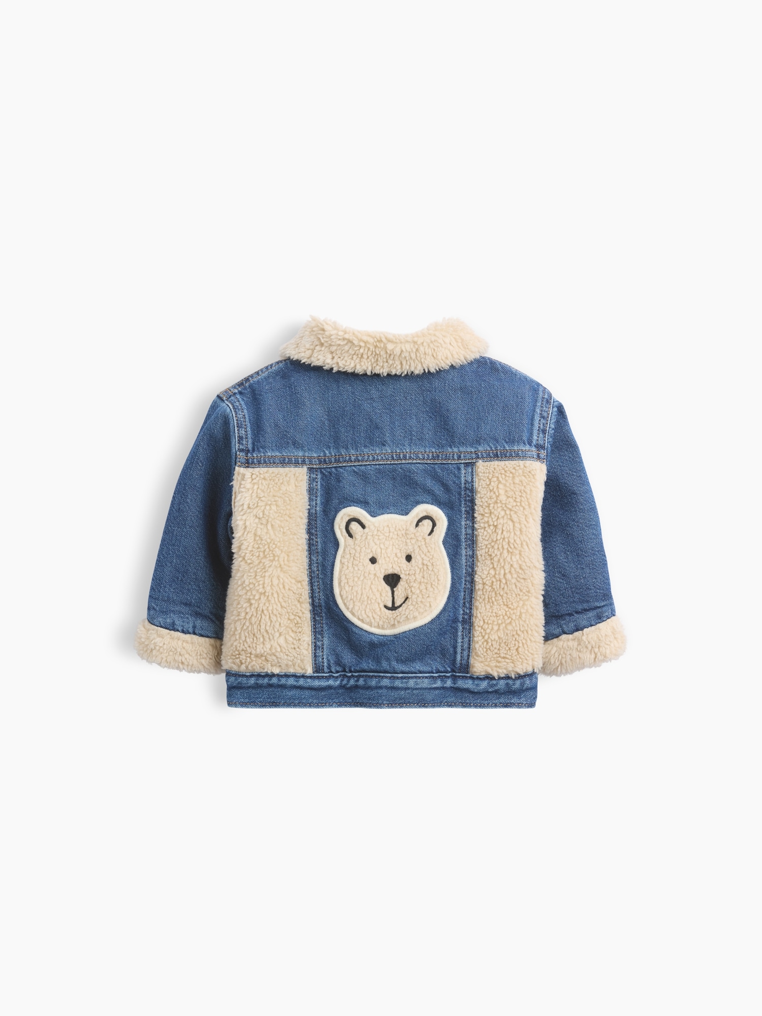 Куртка Gap Sherpa Bear Icon Denim Jacket для малышей, цвет: Средняя варка