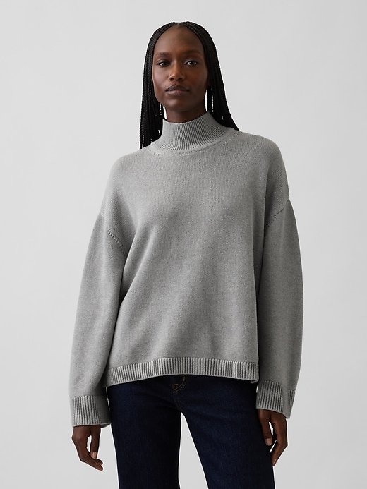100% Cotton Oversized Turtleneck Sweater | Gap