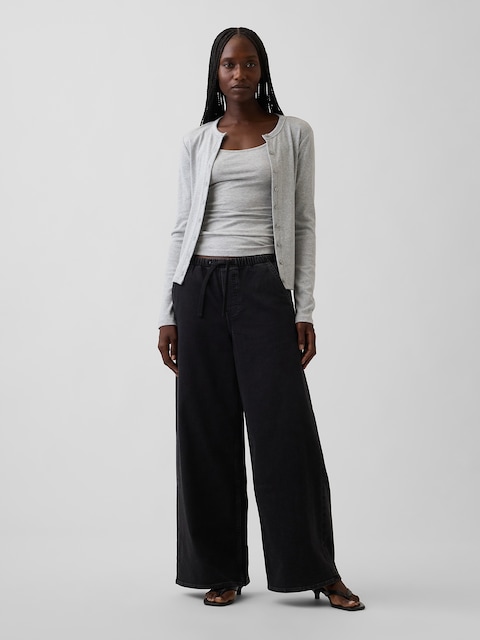 Mid Rise Knit Easy Baggy Jeans