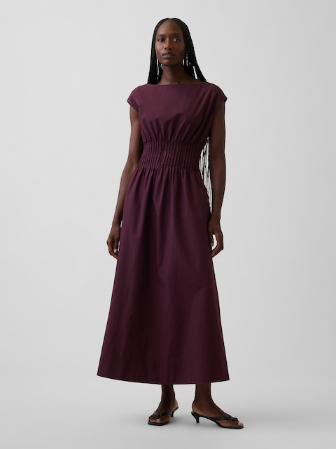 Poplin Pintuck Maxi Dress