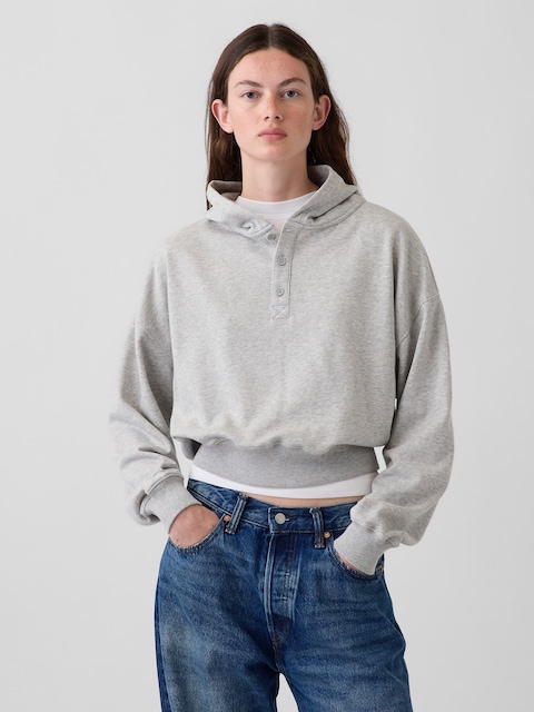 VintageSoft Oversized Henley Hoodie