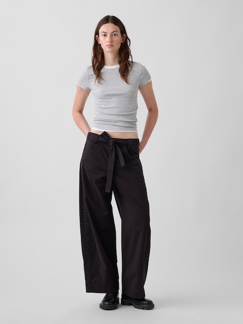 Tie-Waist Barrel Ankle Khakis