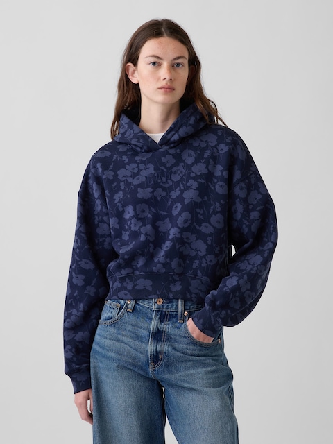VintageSoft Crop Logo Hoodie