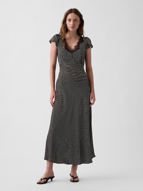 Lace V-Neck Maxi Dress