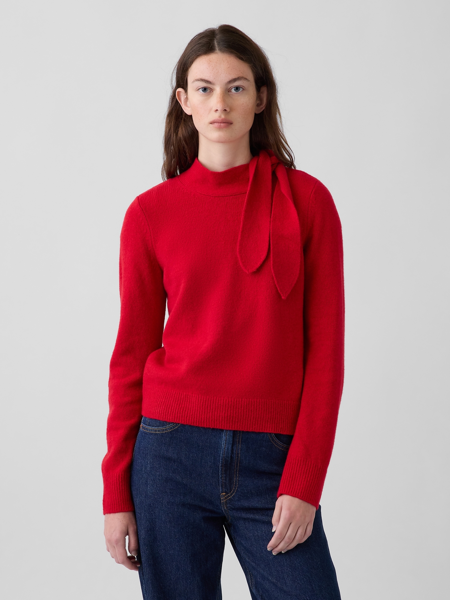 Gap Cashsoft Tie-neck Sweater In Modern Red