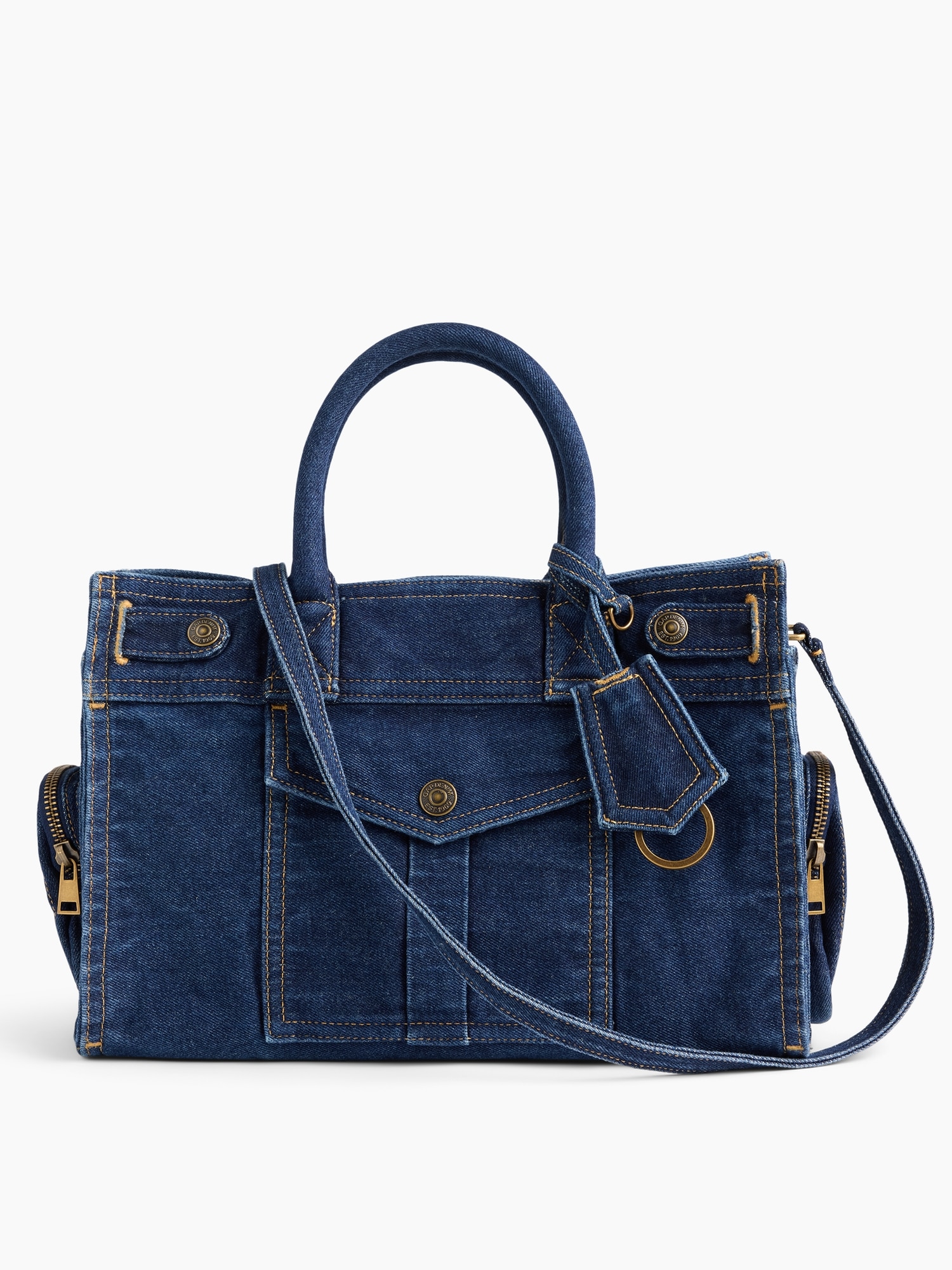 Gap Denim Five Pocket Satchel In Dark Wash