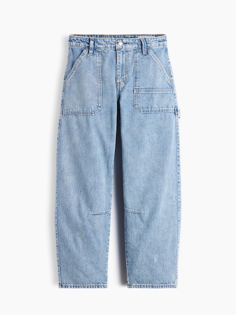Mid Rise Barrel Utility Jeans