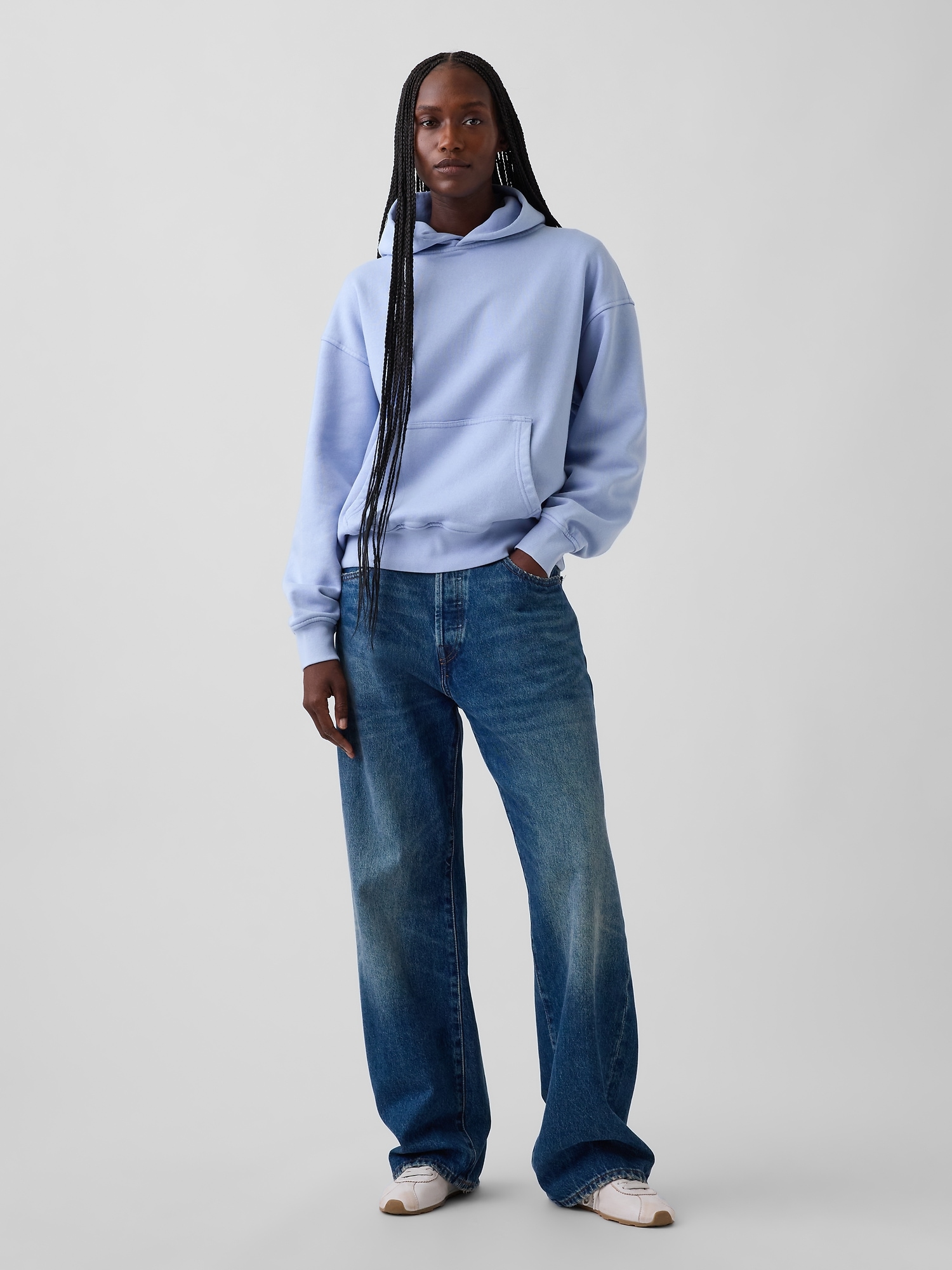 Женское худи Gap Adult VintageSoft Oversized, цвет: Синий — фото 2