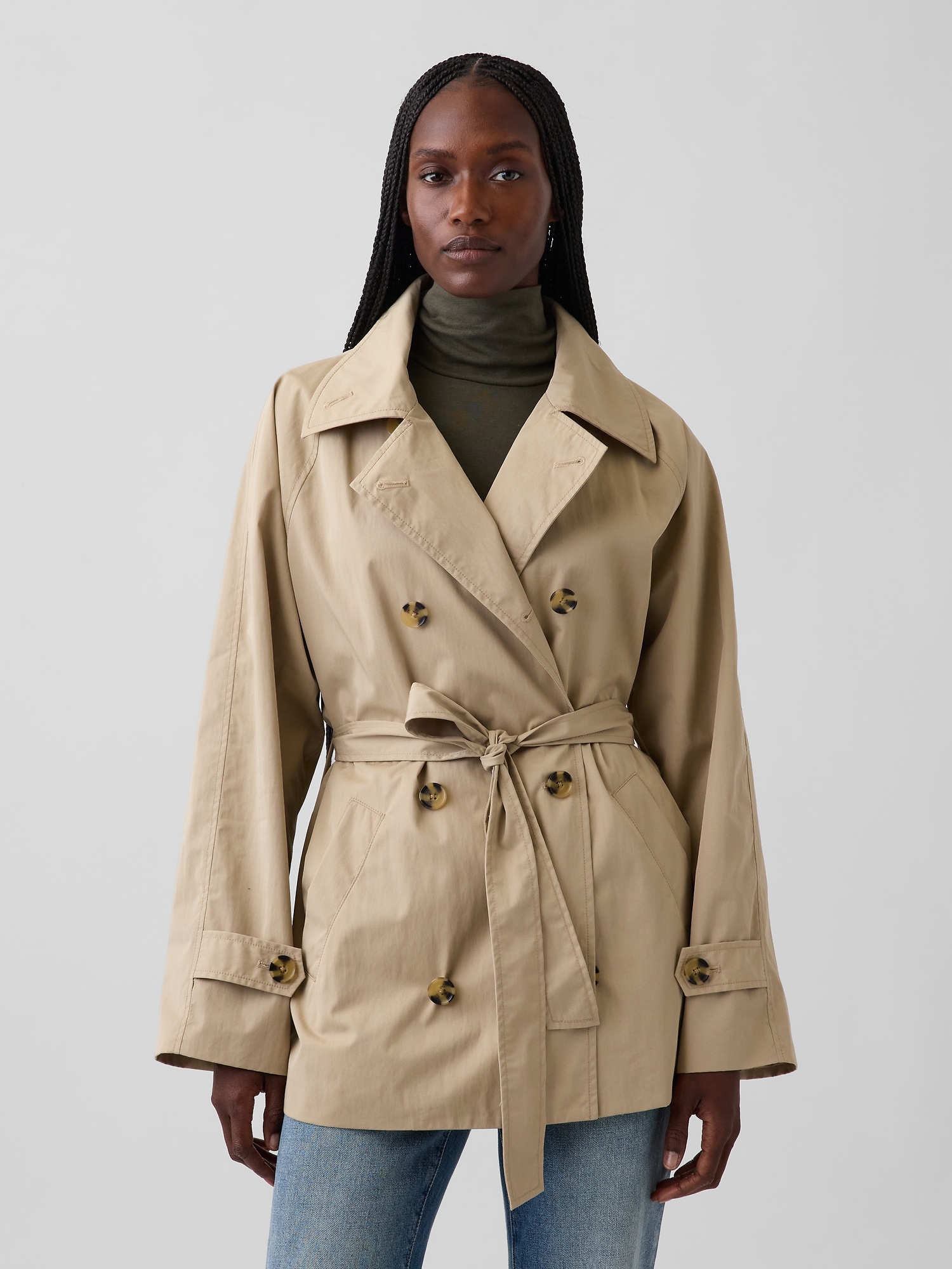 Gap Belted Midi Trench Coat In Khaki Tan