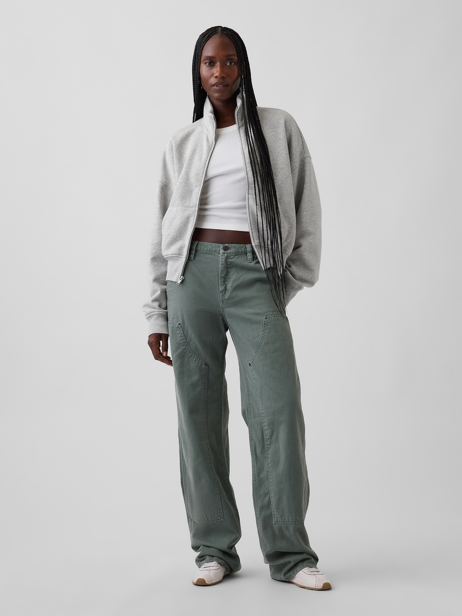 Женская куртка Gap VintageSoft Oversized Mockneck Zip, цвет: Меланжевый серый — фото 2