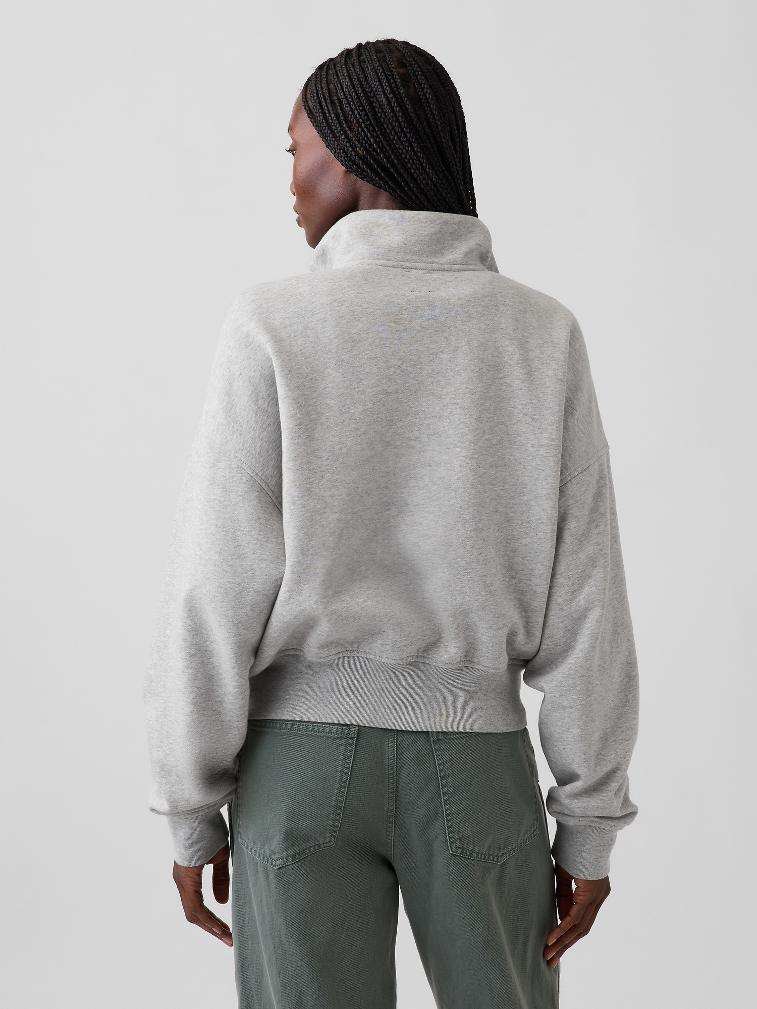 Женская куртка Gap VintageSoft Oversized Mockneck Zip, цвет: Меланжевый серый — фото 3