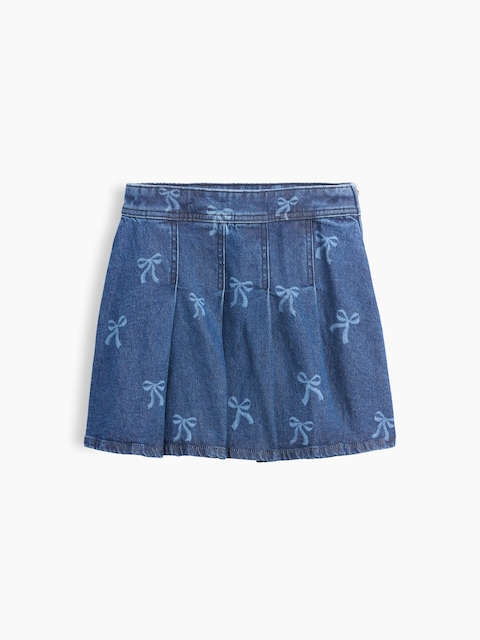 Kids Pleated Denim Mini Skirt
