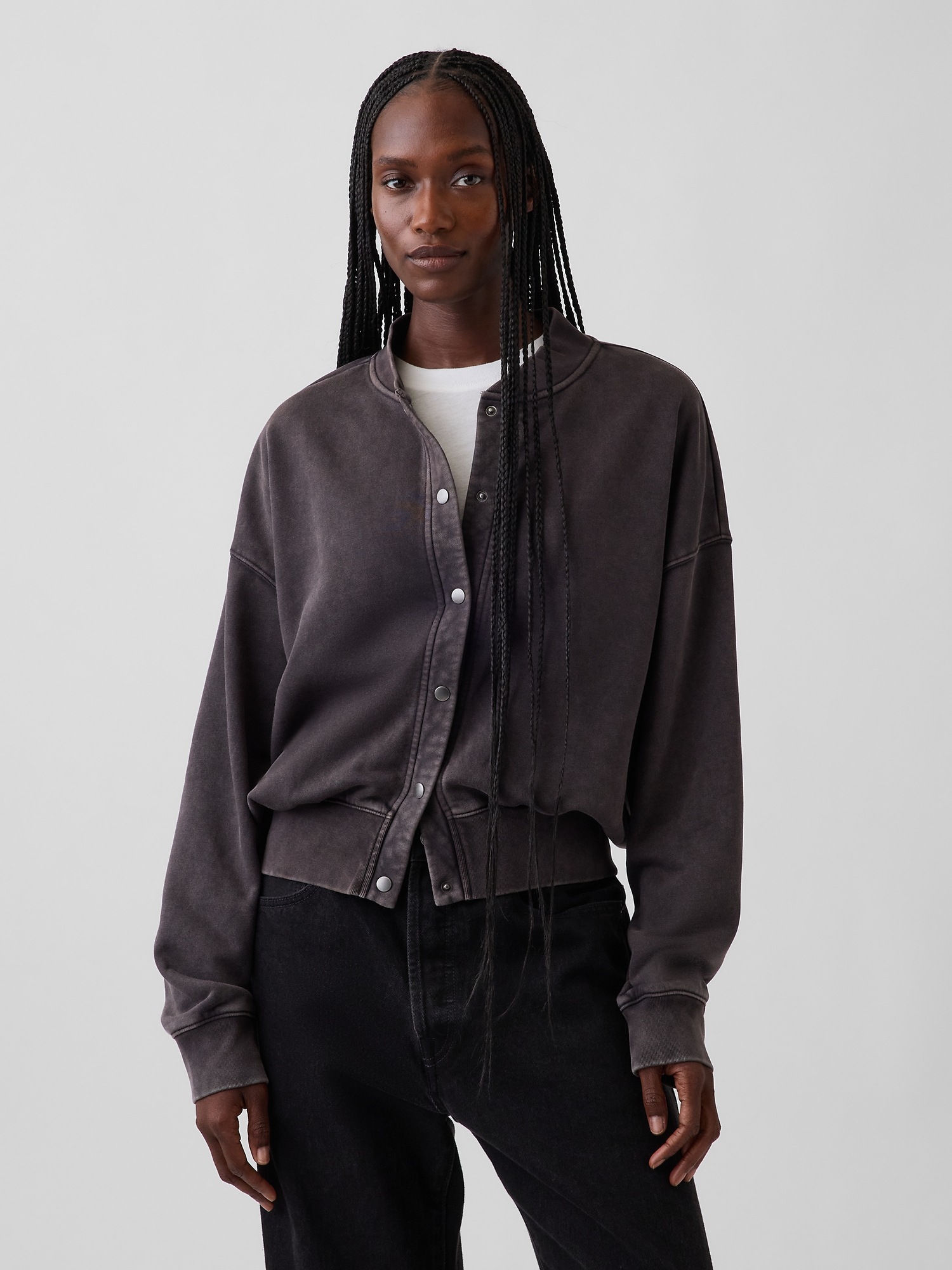 Gap Vintagesoft Oversized Bomber Jacket In Black