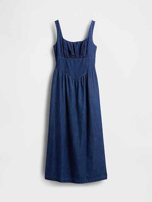 gap midi denim dress Women's Drop-Waist Corset by Dark Wash Tall Size XL Soft cotton midi dress Utilitarian Dress Gap inc Height:4'9