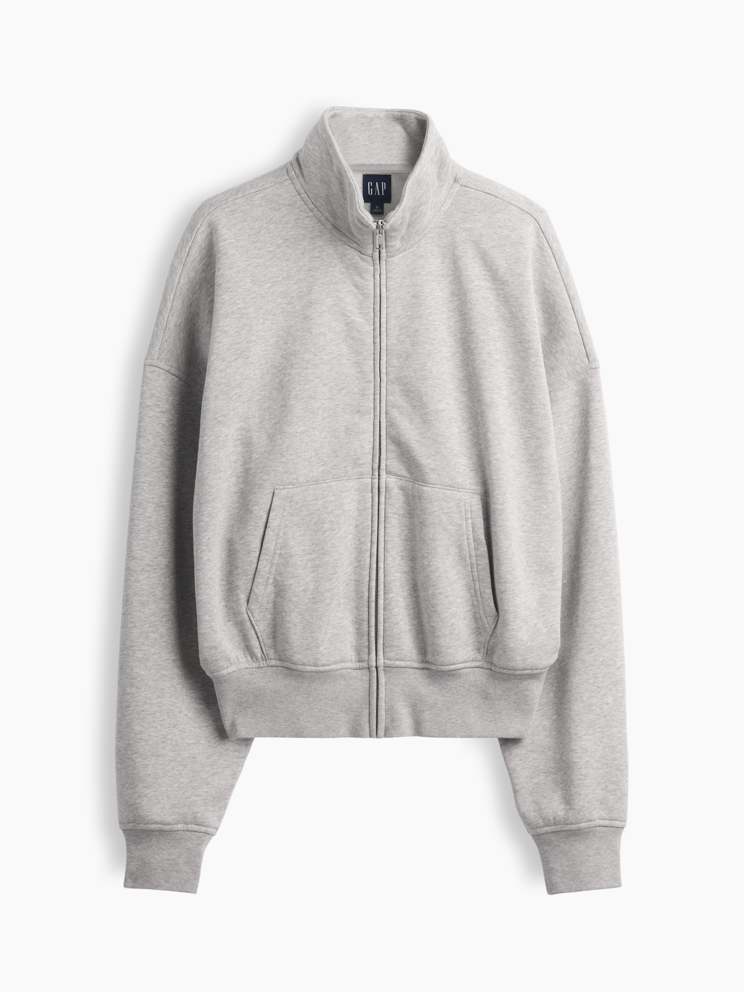 Женская куртка Gap VintageSoft Oversized Mockneck Zip, цвет: Меланжевый серый — фото 5
