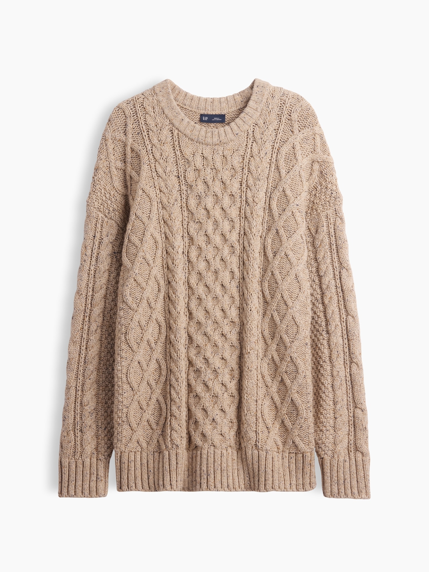 Женский свитер Gap 100% Cotton Cable-Knit Oversized Sweater, цвет: Бежевый — фото 5