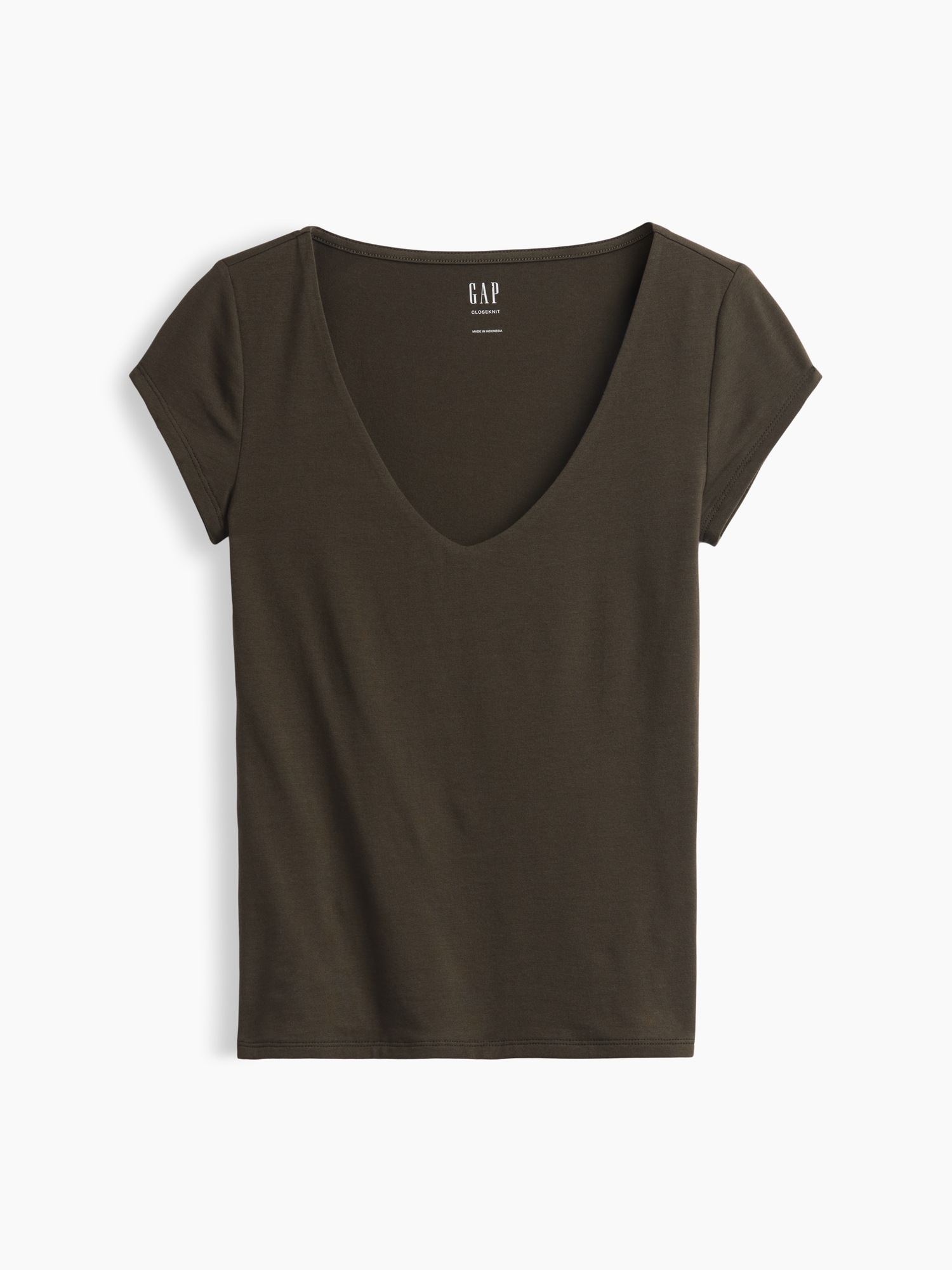 Женская футболка Gap CloseKnit Jersey V-Neck, цвет: Зелёный — фото 5