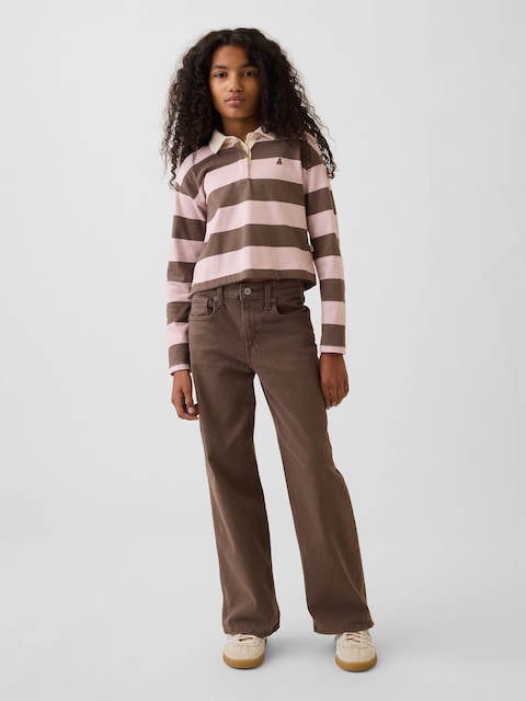 Kids Low Rise Stride Bow Pocket Wide-Leg Jeans