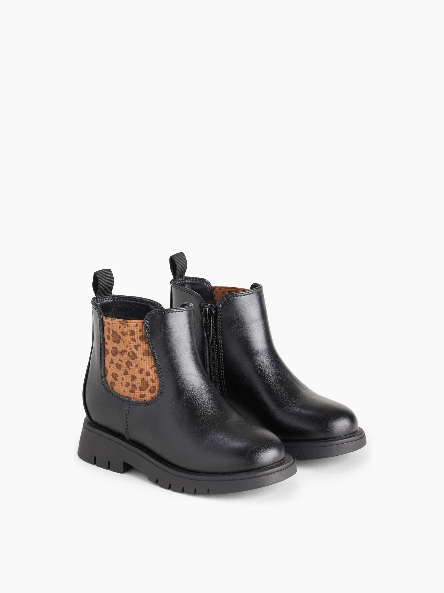 Ботинки Gap Vegan Leather Leopard Chelsea Boots для малышей, цвет: Чёрный — фото 2