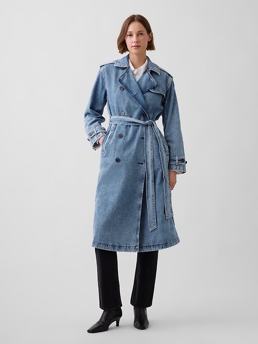 Longline Icon Denim Trench Jacket | Gap
