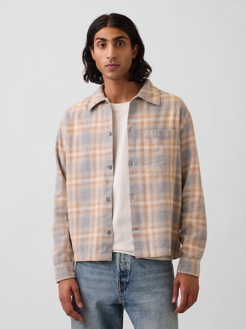 Relaxed Straight-Hem Flannel Shirt