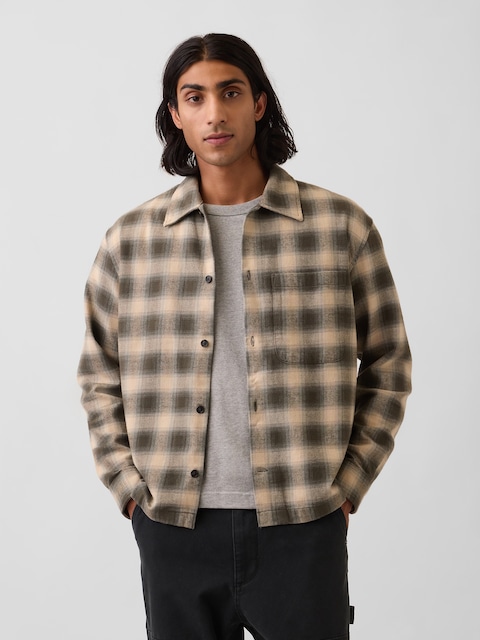 Relaxed Straight-Hem Flannel Shirt