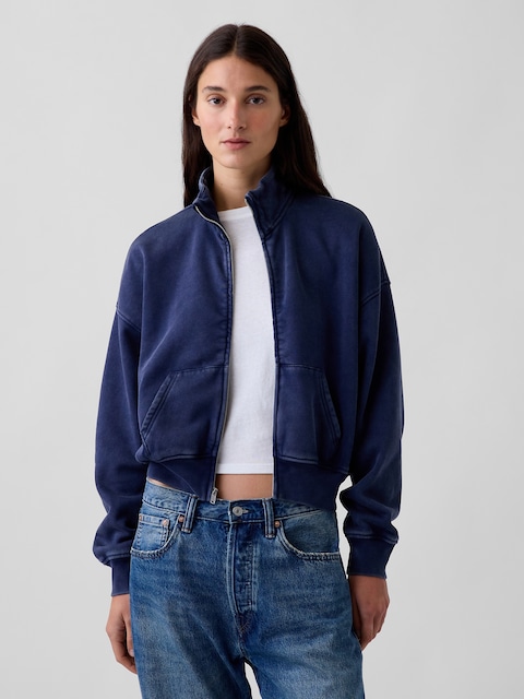 VintageSoft Oversized Mockneck Zip Jacket