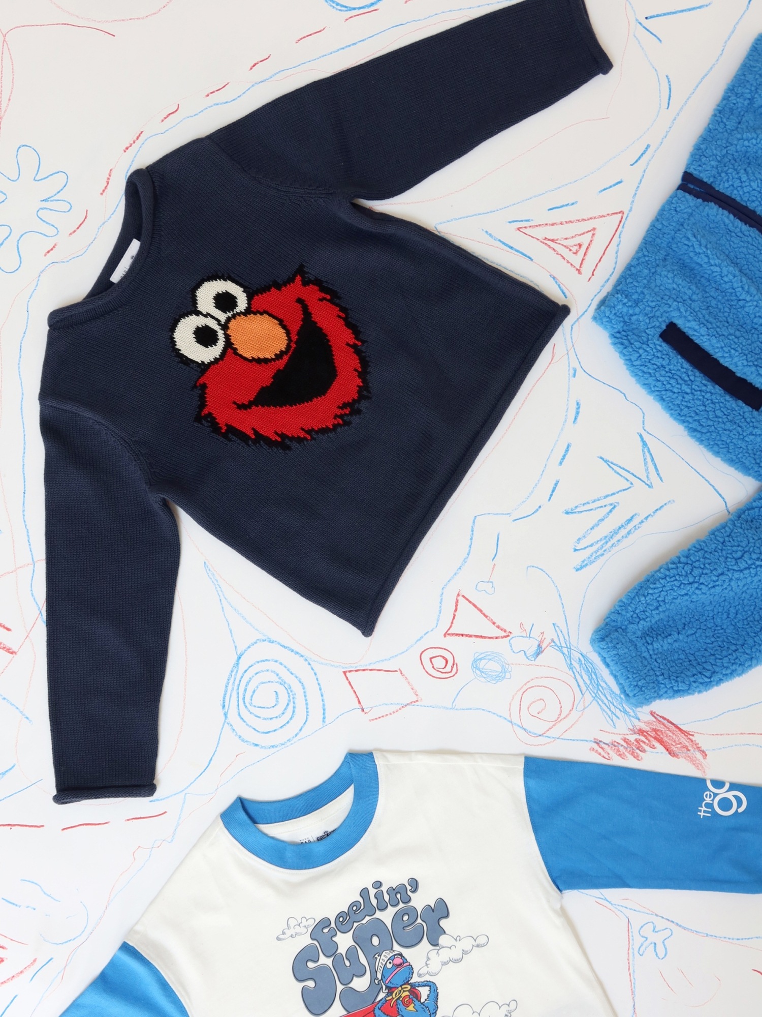 Свитер Gap Sesame Street Elmo Sweater для малышей, цвет: Винтажный тёмно-синий — фото 6