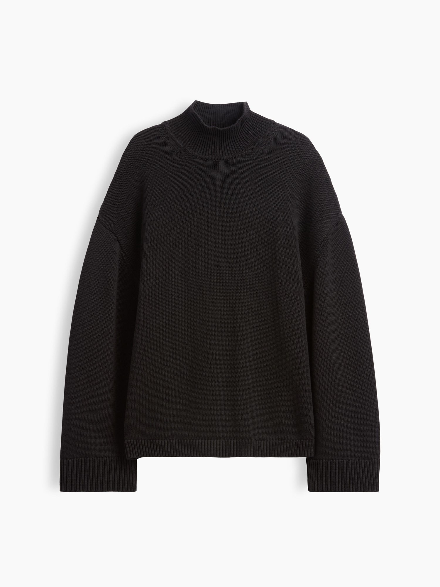 Женский свитер Gap 100% Cotton Oversized Mockneck, цвет: Чёрный — фото 5