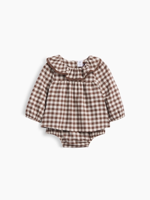 Baby Gingham Flannel Bodysuit Dress