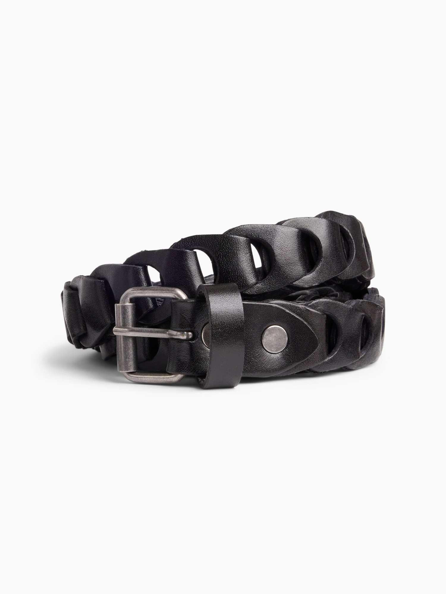 Женский ремень Gap 100% Leather Braided Belt, цвет: Чёрный