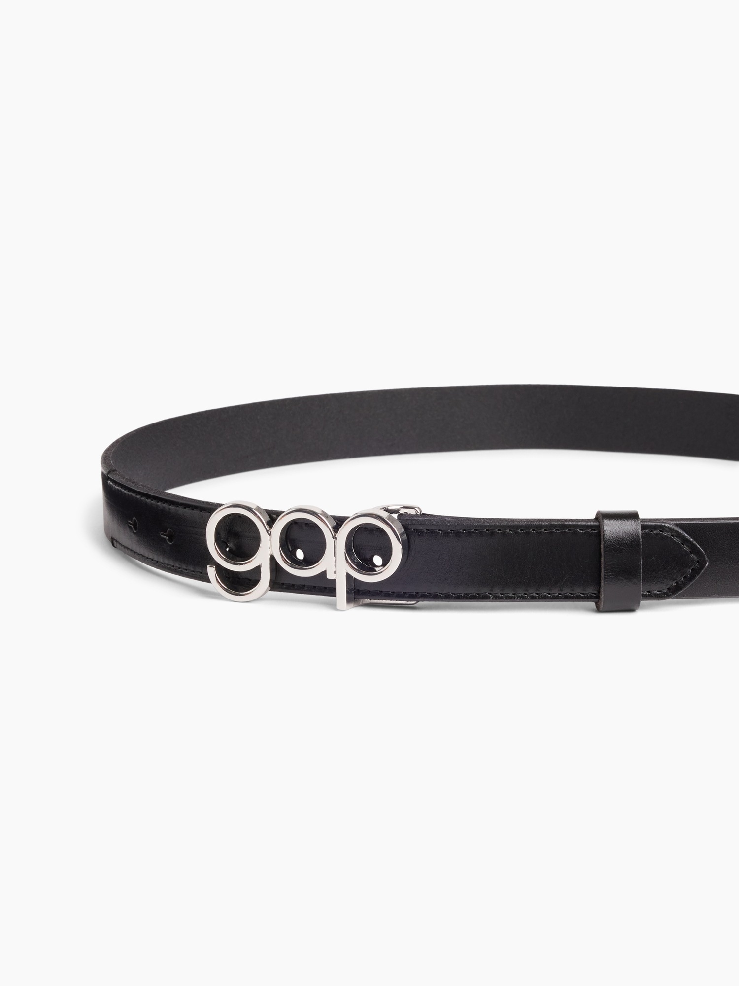 Женский ремень Gap 100% Leather Bubble Logo Belt, цвет: Чёрный — фото 3