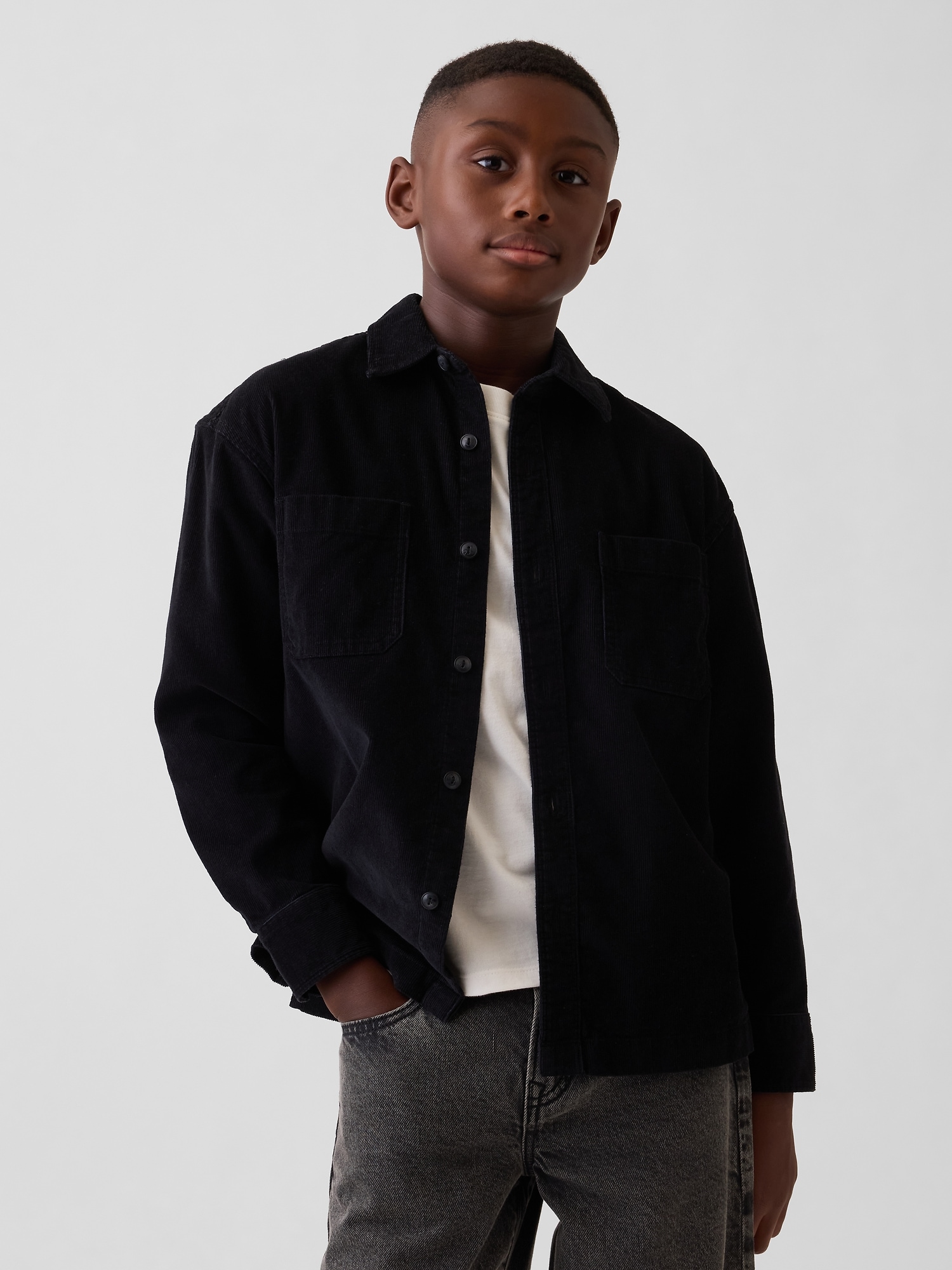 Детская рубашка Gap Corduroy Utility, цвет: Чёрный