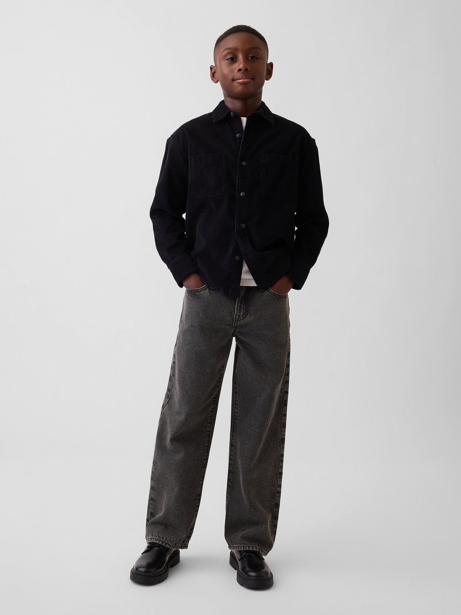 Детская рубашка Gap Corduroy Utility, цвет: Чёрный — фото 4