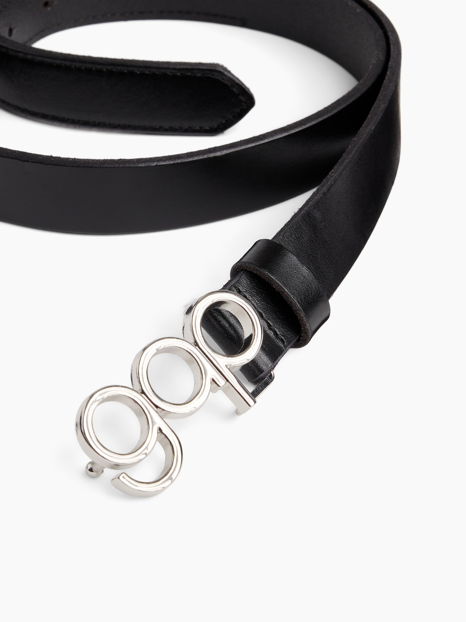 Женский ремень Gap 100% Leather Bubble Logo Belt, цвет: Чёрный — фото 4