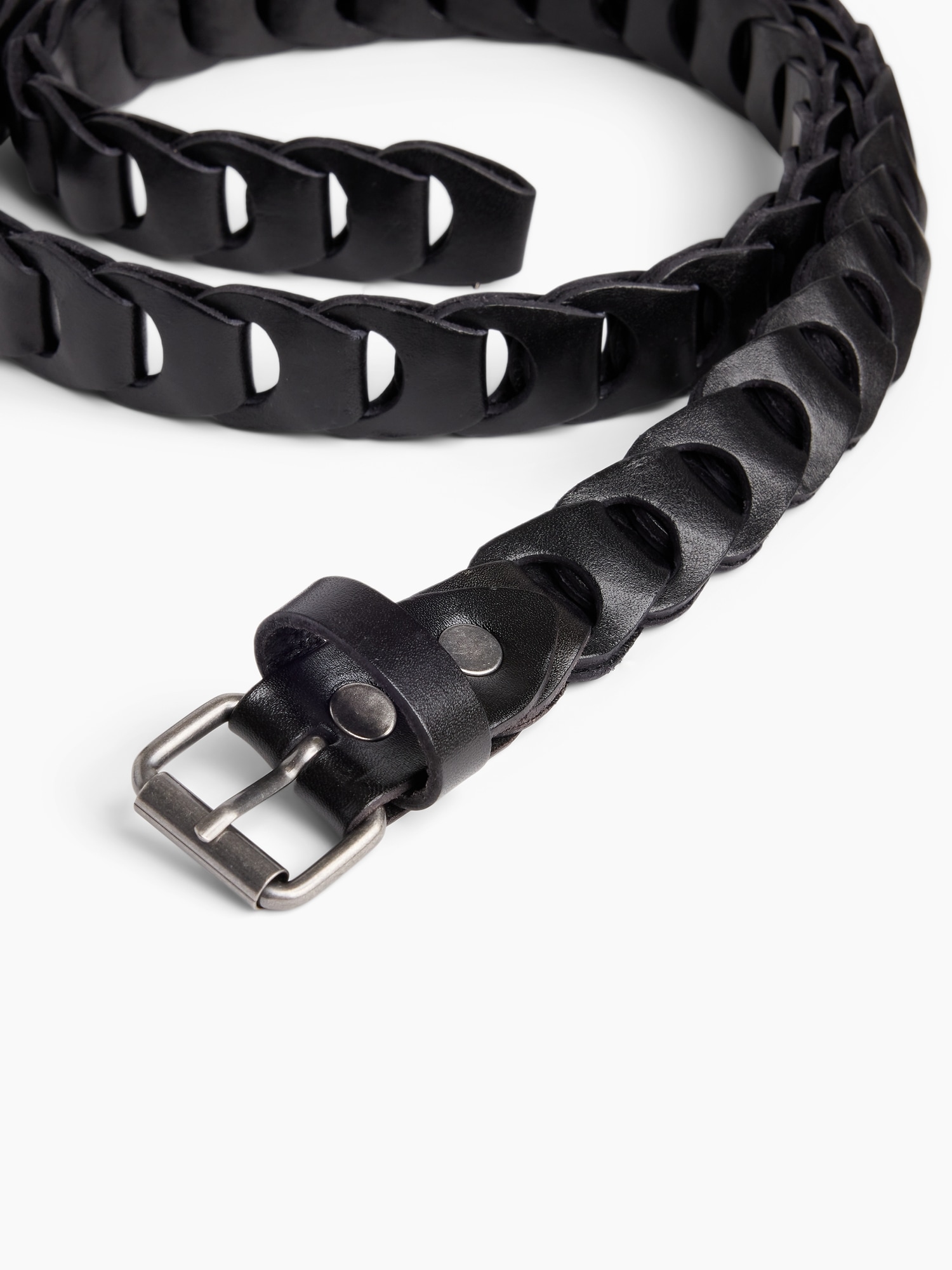 Женский ремень Gap 100% Leather Braided Belt, цвет: Чёрный — фото 4